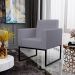 Kit 03 Poltronas Decorativas para Sala Recepção Base Fixa De Metal Helô L02 Suede Cinza - Lyam Decor