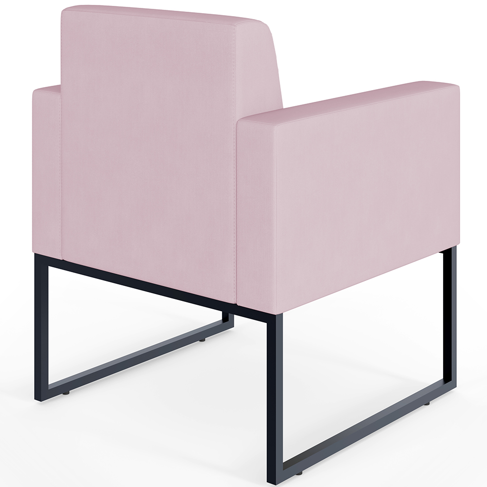 Kit 03 Poltronas Decorativas para Sala Recepção Base Fixa De Metal Helô L02 Suede Rosê - Lyam Decor
