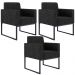 Kit 03 Poltronas Decorativas para Sala Recepção Base Fixa Metal Helô L02 Linho Chumbo - Lyam Decor