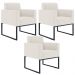 Kit 03 Poltronas Decorativas para Sala e Recepção Base Fixa De Metal Helô L02 Linho Cru - Lyam Decor