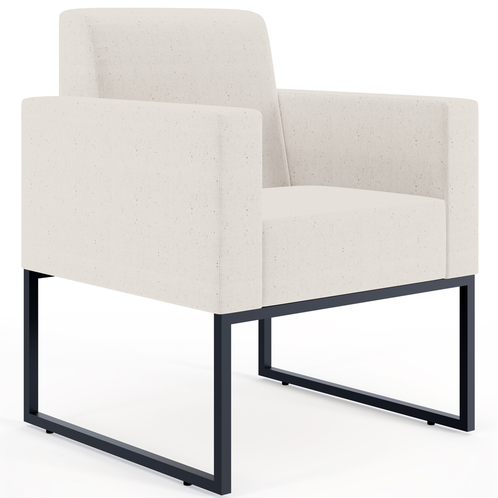Kit 03 Poltronas Decorativas para Sala e Recepção Base Fixa De Metal Helô L02 Linho Cru - Lyam Decor