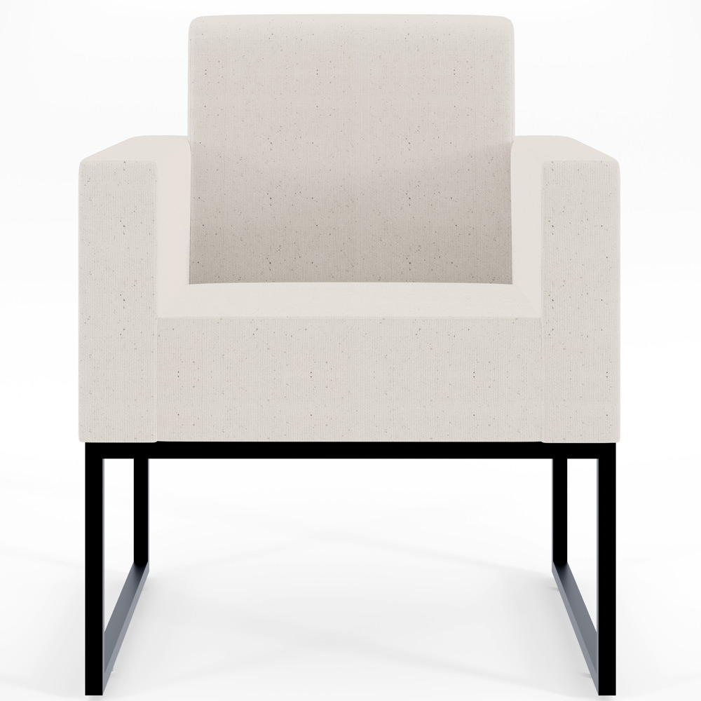 Kit 03 Poltronas Decorativas para Sala e Recepção Base Fixa De Metal Helô L02 Linho Cru - Lyam Decor