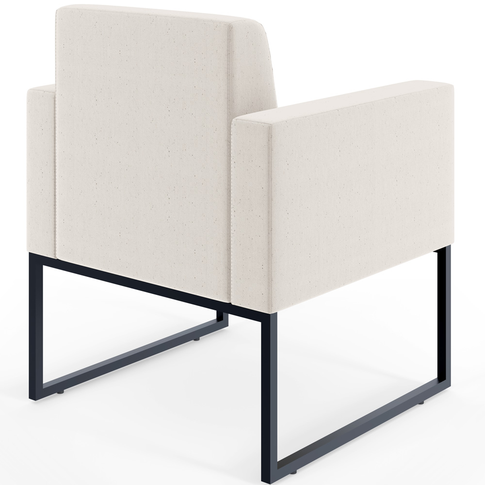 Kit 03 Poltronas Decorativas para Sala e Recepção Base Fixa De Metal Helô L02 Linho Cru - Lyam Decor