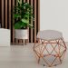 Kit 03 Puffs Decorativo Aramado Bronze Six L02 Linho Bege - Lyam Decor