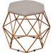 Kit 03 Puffs Decorativo Aramado Bronze Six L02 Linho Bege - Lyam Decor