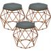 Kit 03 Puffs Decorativo Aramado Bronze Six L02 Linho Chumbo - Lyam Decor