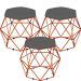 Kit 03 Puffs Decorativo Aramado Bronze Six L02 Suede Cinza - Lyam Decor