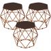 Kit 03 Puffs Decorativo Aramado Bronze Six L02 Suede Marrom - Lyam Decor