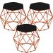 Kit 03 Puffs Decorativo Aramado Bronze Six L02 Suede Preto - Lyam Decor