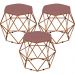 Kit 03 Puffs Decorativo Aramado Bronze Six L02 Suede Rosê - Lyam Decor