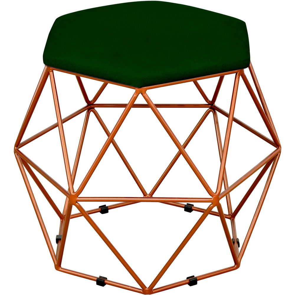 Kit 03 Puffs Decorativo Aramado Bronze Six L02 Suede Verde Musgo - Lyam Decor