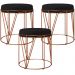Kit 03 Puffs Decorativo Aramado Bronze Zaya L02 Corano Preto - Lyam Decor