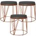 Kit 03 Puffs Decorativo Aramado Bronze Zaya L02 Linho Chumbo - Lyam Decor