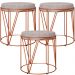 Kit 03 Puffs Decorativo Aramado Bronze Zaya L02 Linho Cinza - Lyam Decor