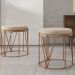 Kit 03 Puffs Decorativo Aramado Bronze Zaya L02 Suede Bege - Lyam Decor