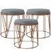 Kit 03 Puffs Decorativo Aramado Bronze Zaya L02 Suede Cinza - Lyam Decor