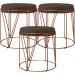 Kit 03 Puffs Decorativo Aramado Bronze Zaya L02 Suede Marrom - Lyam Decor