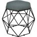 Kit 03 Puffs Decorativo Aramado Preto Six L02 Linho Chumbo - Lyam Decor