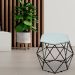 Kit 03 Puffs Decorativo Aramado Preto Six L02 Linho Cinza - Lyam Decor