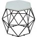 Kit 03 Puffs Decorativo Aramado Preto Six L02 Linho Cinza - Lyam Decor
