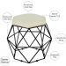 Kit 03 Puffs Decorativo Aramado Preto Six L02 Suede Bege - Lyam Decor
