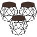 Kit 03 Puffs Decorativo Aramado Preto Six L02 Suede Marrom - Lyam Decor
