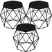 Kit 03 Puffs Decorativo Aramado Preto Six L02 Suede Preto - Lyam Decor