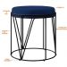 Kit 03 Puffs Decorativo Aramado Preto Zaya L02 Suede Azul Marinho - Lyam Decor