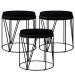 Kit 03 Puffs Decorativo Aramado Preto Zaya L02 Suede Preto - Lyam Decor