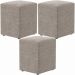 Kit 03 Puffs Quadrado Decorativo L02 Bouclê Bege - Lyam Decor
