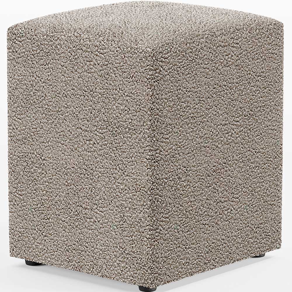 Kit 03 Puffs Quadrado Decorativo L02 Bouclê Bege - Lyam Decor