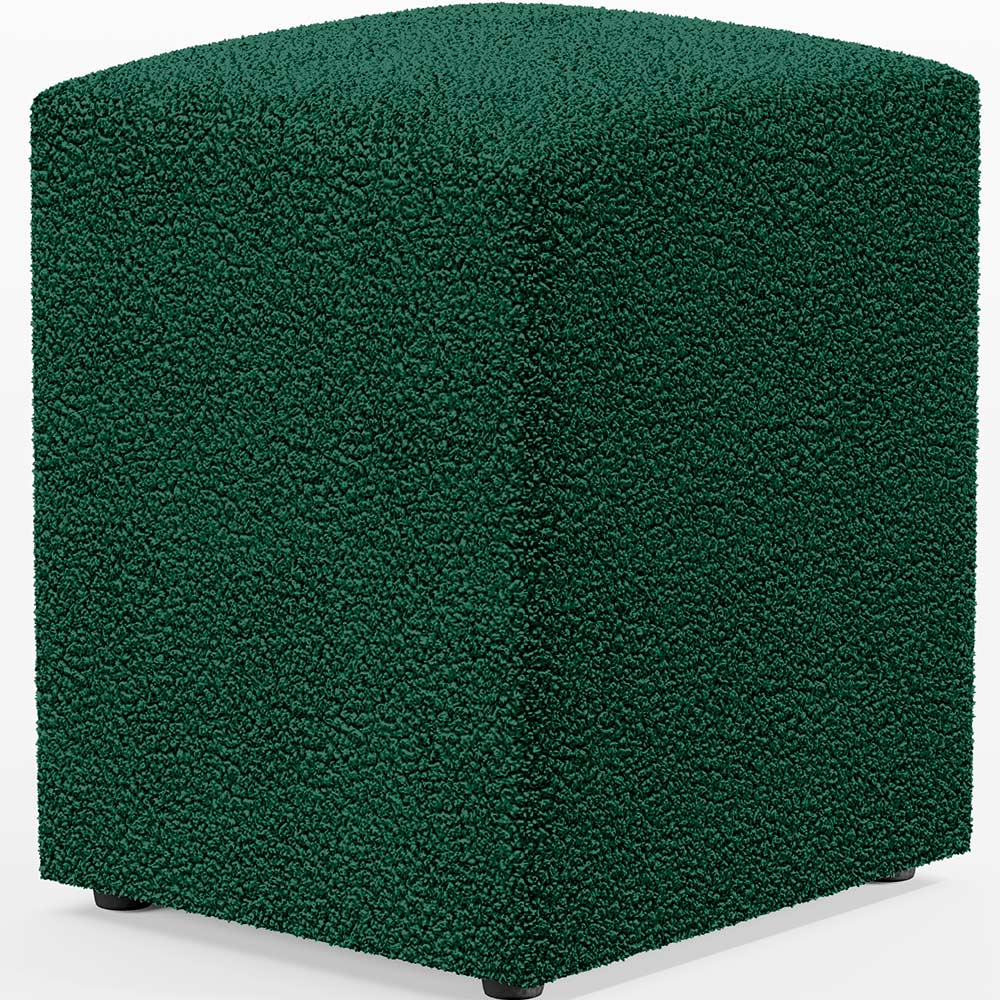 Kit 03 Puffs Quadrado Decorativo L02 Bouclê Verde - Lyam Decor