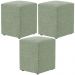 Kit 03 Puffs Quadrado Decorativo Sala De Estar L02 Bouclê Oliva - Lyam Decor