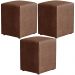 Kit 03 Puffs Quadrado L02 Decorativo Couríssimo Marrom - Lyam Decor