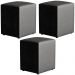 Kit 03 Puffs Quadrado L02 Decorativo Couríssimo Preto Brilho - Lyam Decor