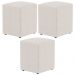 Kit 03 Puffs Quadrado L02 Decorativo Linho Cru - Lyam Decor