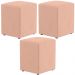 Kit 03 Puffs Quadrado L02 Decorativo Linho Rosê - Lyam Decor