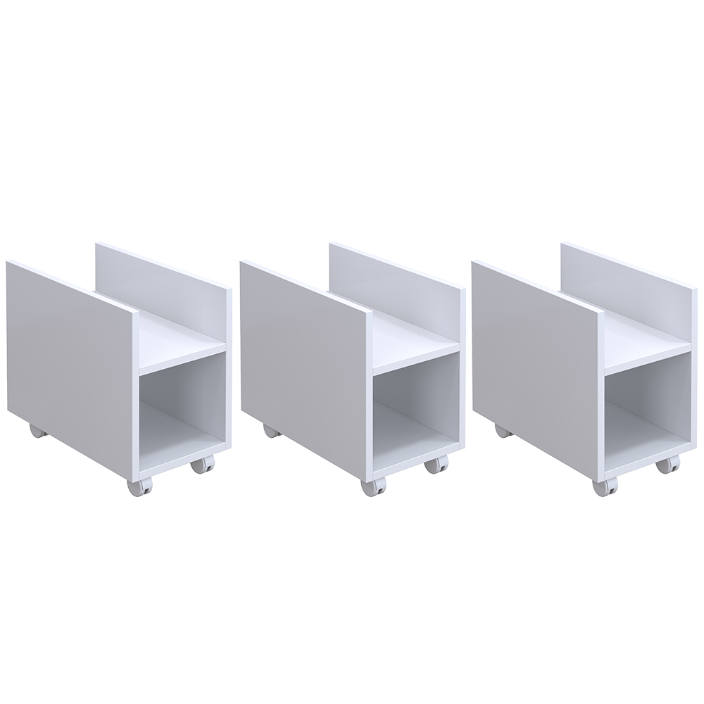 Kit 03 Suportes Para Cpu E Nobreak Com Rodízios Guide L03 Branco - Lyam Decor