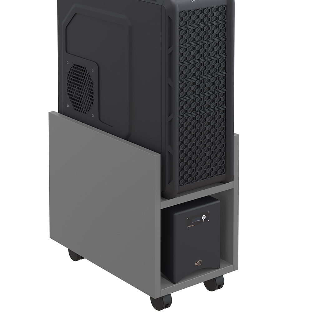 Kit 03 Suportes Para Cpu E Nobreak Com Rodízios Guide L03 Cinza - Lyam