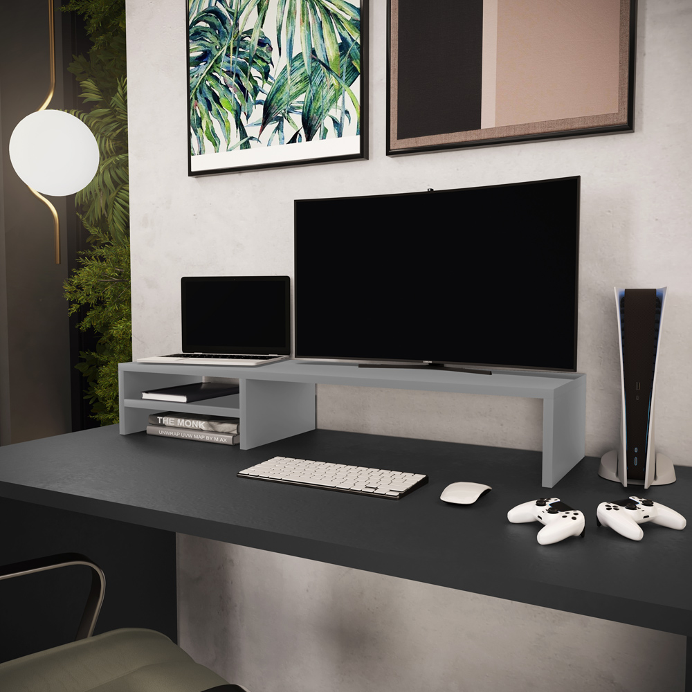 Kit 03 Suportes Para Monitor Stand Home Office Lap 90 cm L03 Cinza - Lyam
