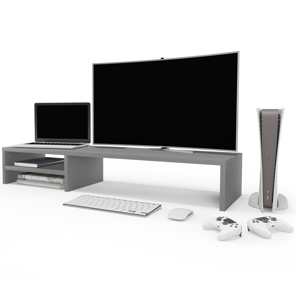 Kit 03 Suportes Para Monitor Stand Home Office Lap 90 cm L03 Cinza - Lyam