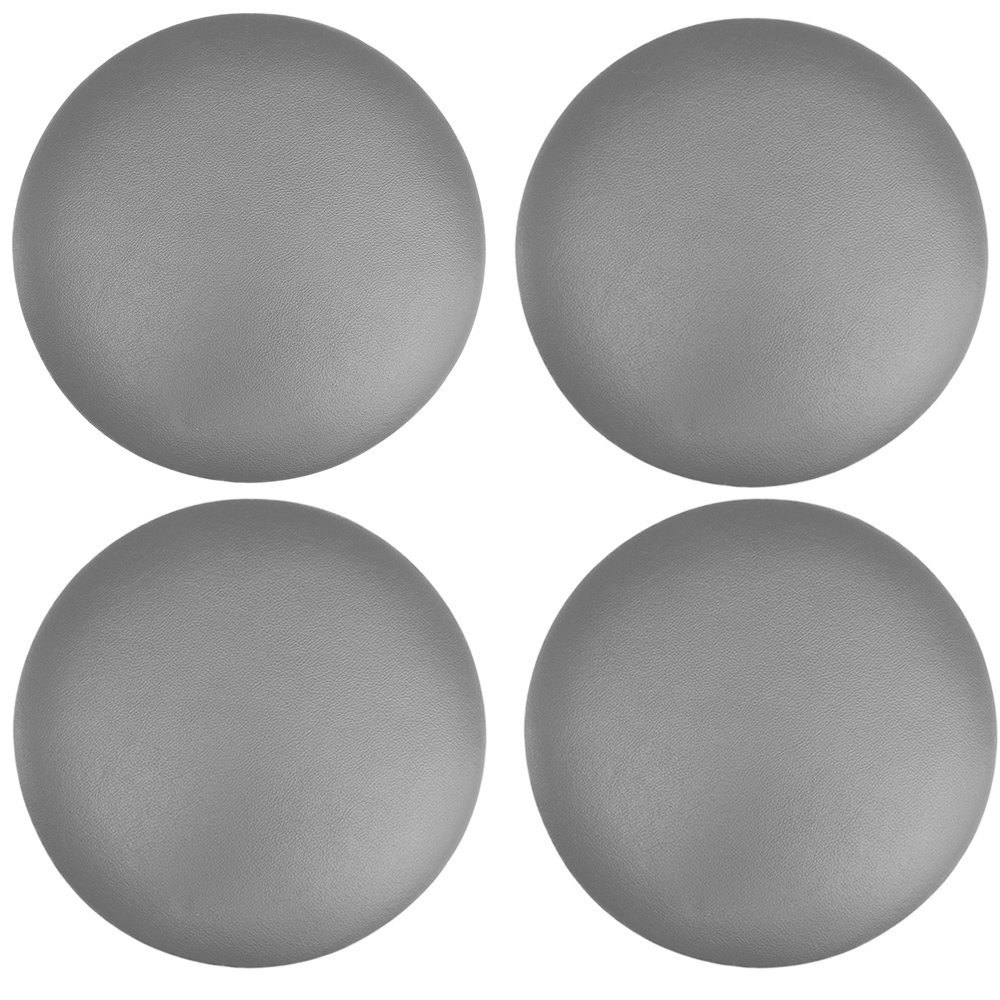 Kit 04 Assentos Redondo Banqueta Cadeira Estofados Poltronas H02 Corino Cinza 39 cm - Lyam Decor