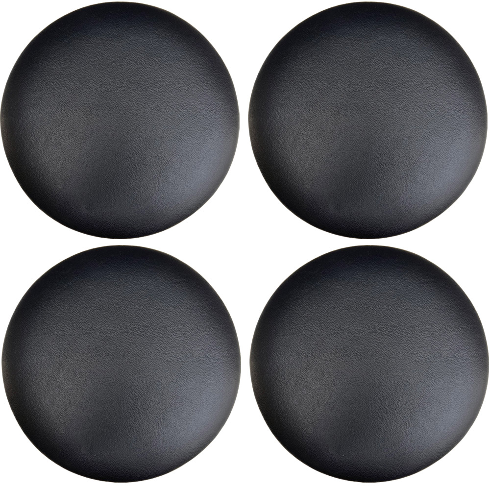 Kit 04 Assentos Redondo Banqueta Cadeira Estofados Poltronas H02 Corino Preto 39 cm - Lyam Decor