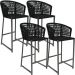 Kit 04 Banqueta Para Área Gourmet Cozinha Varanda Corda Náutica Porto D04 Preto - Lyam Decor