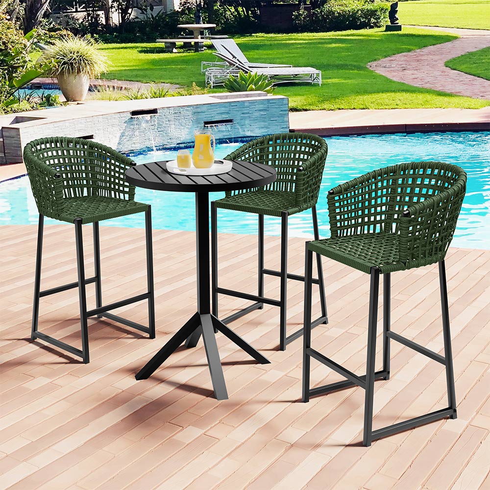 Kit 04 Banqueta Para Área Gourmet Cozinha Varanda Corda Náutica Porto D04 Verde - Lyam Decor
