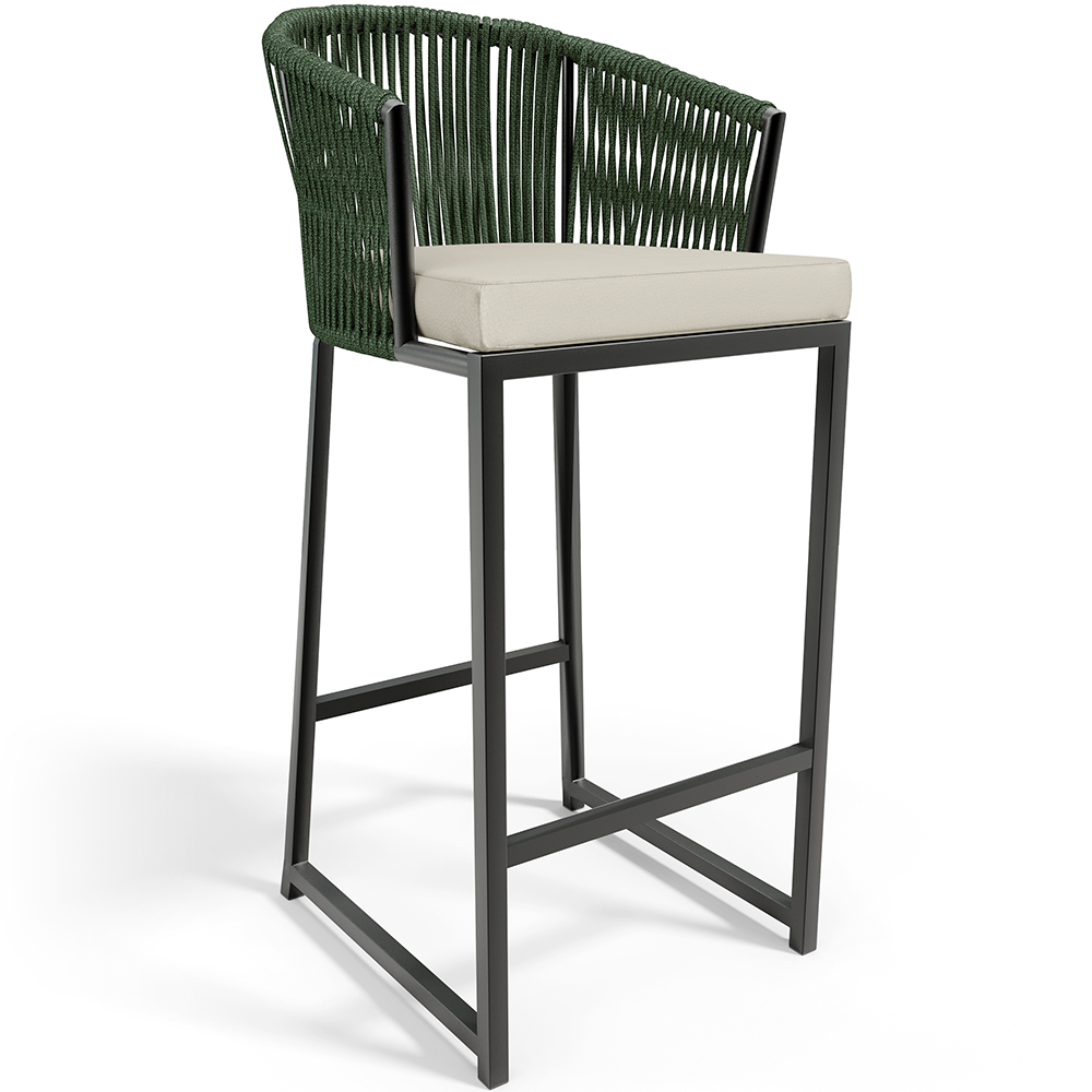 Kit 04 Banqueta Para Área Gourmet Cozinha Varanda Corda Náutica Sunset D04 Verde - Lyam Decor