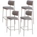 Kit 04 Banquetas Alta Bar Cozinha Sala De Jantar Aço Branco Kaira C01 Linho Cinza - Lyam Decor