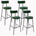 Kit 04 Banquetas Alta Bar Cozinha Sala De Jantar Em Aço Milão F01 Facto Verde Musgo - Lyam Decor