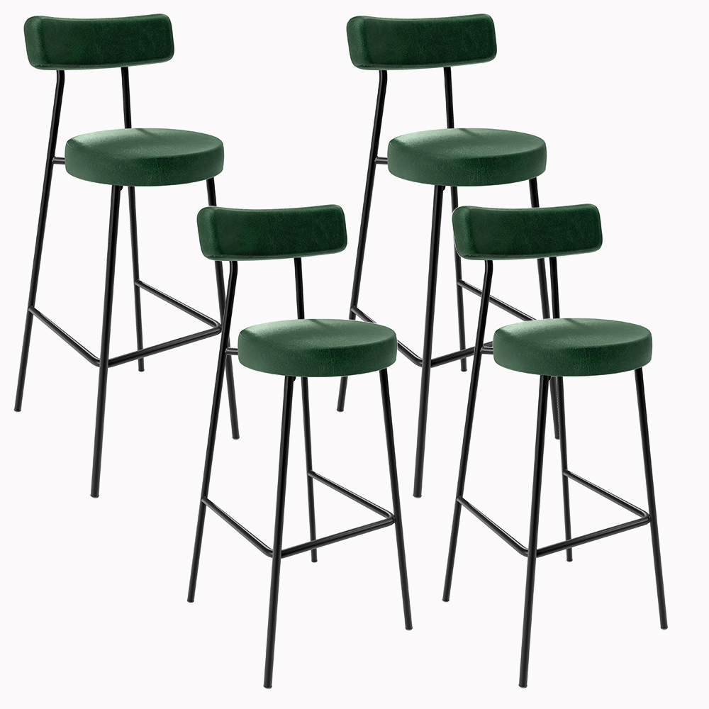 Kit 04 Banquetas Alta Bar Cozinha Sala De Jantar Em Aço Milão F01 Facto Verde Musgo - Lyam Decor