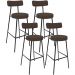 Kit 04 Banquetas Alta Bar Cozinha Sala De Jantar Em Aço Milão F01 Suede Marrom - Lyam Decor